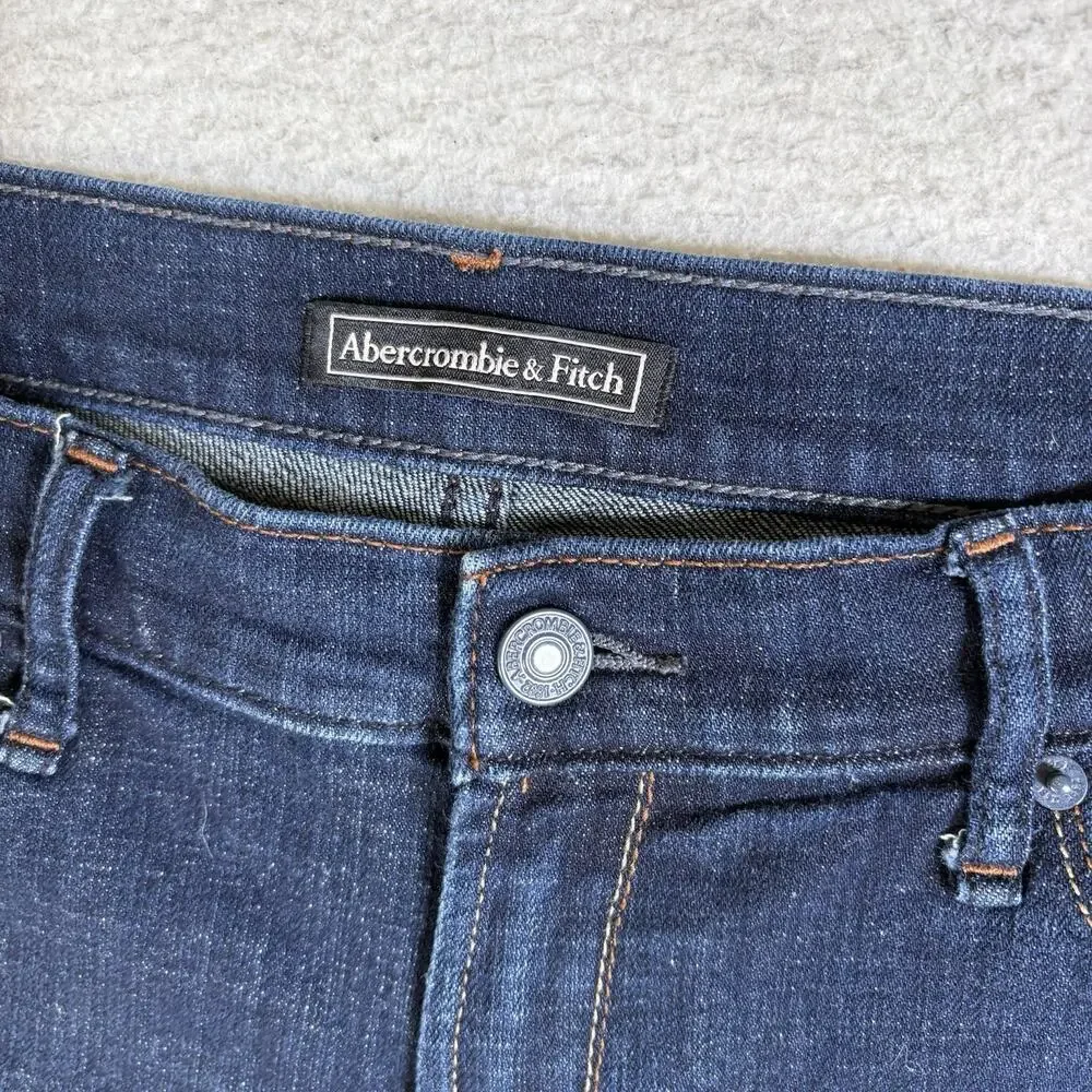 Abercrombie Fitch Denim Jean Shorts Womens 30 34” Waist Blue Dark Wash Cuffed